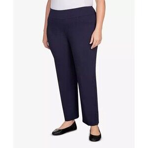 Hearts Of Palms Plus Size Tech Stretch Pant with Elastic Waistband Navy Blue 18W